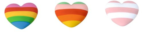 moses. Regenbogen Herz Radierer Set – 3 bunte Radiergummis im Pride-Design, Herzform mit Regenbogenfarben für Schule, Büro und kreative Ideen