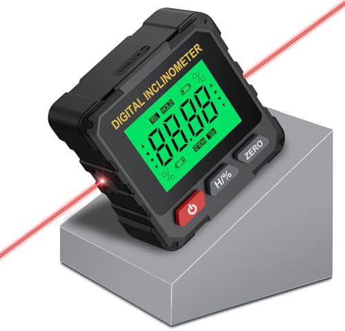 YGiTK Inclinomètre Numérique avec Double Laser, Niveau Électronique Magnétique Rechargeable USB-C, Rapporteur d’Angle Digital 4x90° pour Menuiserie, Calibration de Scie, Bricolage et Chantier