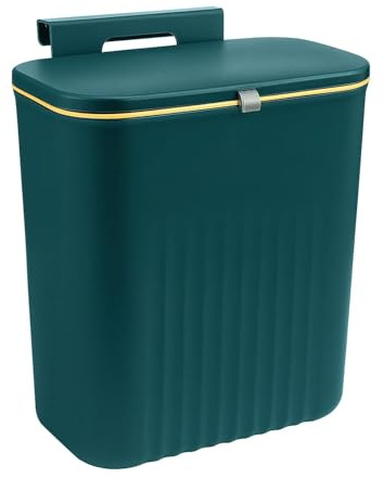 GREENSAPPIRE Komposteimer Küche 9L – Hängender Mülleimer mit Deckel, Küchenabfalleimer zum Einhängen oder Kleben, Camping Mülleimer für Wohnmobil, Badezimmer & Schlafzimmer (Grün)