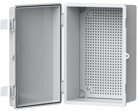 EYPINS Vattentät fördelningsbox IP67, kopplingsdosa vattentät ABS-plasthölje utomhus eluttag, växellåda, strömlåda med monteringstillbehör 29 x 19 x 14 cm | grått kopplingsskåp