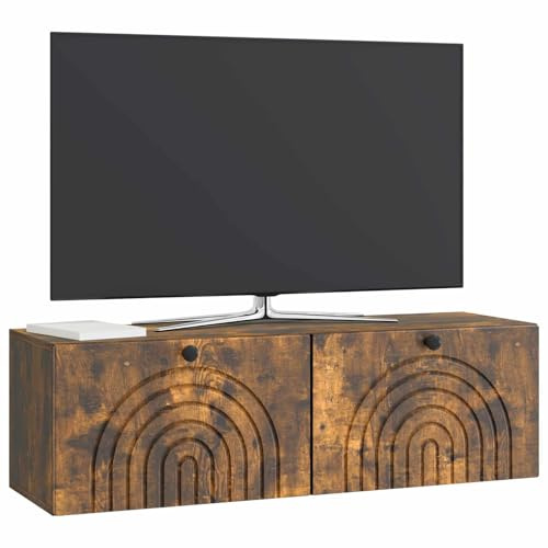 vidaXL Mobile Porta TV da Muro Rovere Fumo 98 x 31 x 30 cm, Stoccaggio moderno per il salotto, design rettangolare, mensole da parete, console per media, unità intrattenimento ampia