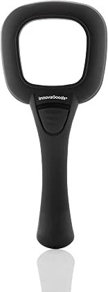InnovaGoods - Lente di Ingrandimento 3X con Luce LED e UV, Portatile, Ergonomica, per Lettura, Rilevamento Banconote False, Nero, Unitalla, In plastica