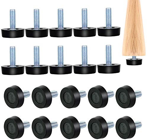 BUZIFU 20stk Verstellbarer Fuss für Möbel Stellfüße M8 Screw on Leveling Füße Möbel Glide 24 mm/2,4 cm Einstellbare Schraube Leveling Foot Adjuster Möbelfüße verstellbar Rund Gewindestange, Schwarz