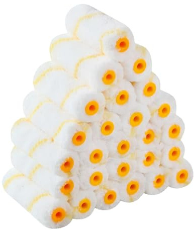Pro Grade Paint Roller Cover Set,Wall Painting Roller Naps for Professional or Home Owners with All Paints and Stains. Paint Roller Covers are for House or Commercial Use. (4 Mini 25Ea)