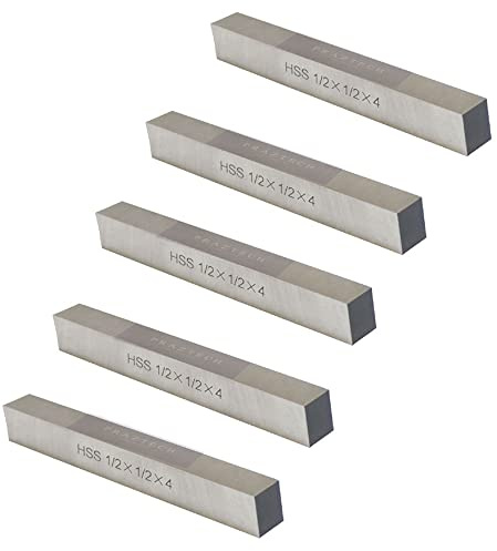 PRAZTECH HSS 1/2 x 1/2 x 4 Square Lathe Turning Tool Bit Blanks - High Speed Steel Rectangular Fly Cutter Mill Blank