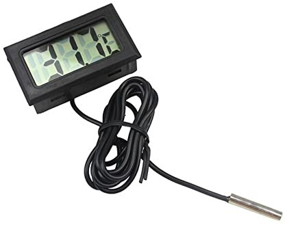 Fasizi Termómetro digital LCD con monitor de temperatura con sonda externa para refrigerador, congelador, refrigerador, acuario, color negro