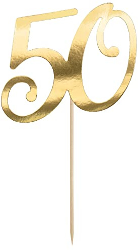 Cake Topper 50 Gold – XL Kuchenstecker Zahl 50 | Tortenaufsatz für 50. Geburtstag, Goldene Hochzeit, Jubiläum, Kuchen, Torte & Partydeko, Kuchendeko Made in EU