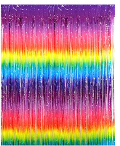 Drucilla Cortinas de Oropel Metálicas para Decorar una Fiestas de Cumpleaños, Cortina Lámina Franjas con Flecos, Cortina de Borla Decoracion Bodas, Telón de Fondo Fotos (1m x 2m), Color 2