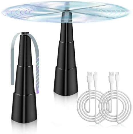 BNGXR Fliegenwedler, 2 Stück USB Aufladbar Fliegenvertreiber Halten, Fly Repellent Fan Fliegenabwehr Tragbar Anti Fliegen und Mückenschutz Ventilator Fliegenventilator für Küche, Restaurants
