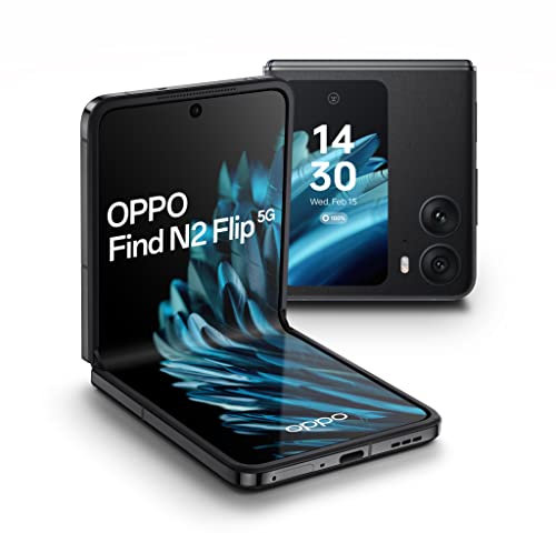 OPPO Find N2 Flip 5G 6.8 Unlocked Smartphone, Mediatek Dimensity 9000+ Octa Core 8GB RAM, 256GB Storage Android 13 ColorOS 13.0 - CPH2437-Black-AG