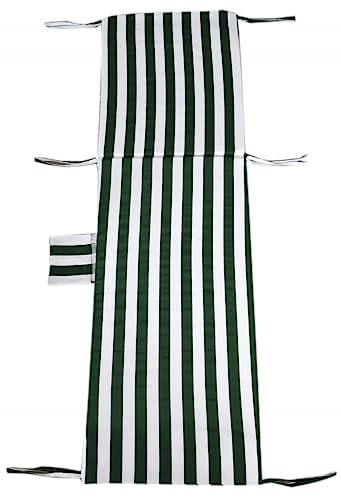 fashion home Pagano Cuscino per lettino prendisole Giardino esterno sfoderabile Fasciato 60 x190 cm in Cotone con Imbottitura in Spugna 3 cm a Righe Verde