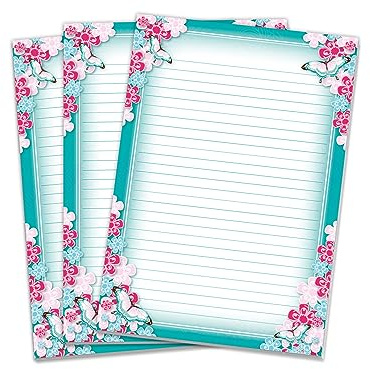 3 bunte Motiv Schreibblöcke Briefpapier liniert für Mädchen Kinder Schule Schmetterlinge Blumen (3 Blöcke A4 mit je 25 Blättern)