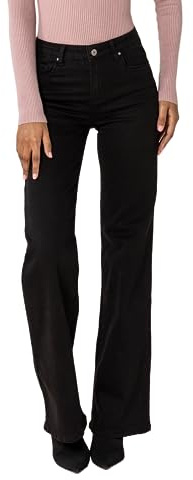 Nina Carter P211, dam, Tall Bootcut-jeans, hög midja, utsvängda jeans, jeans, använd look, Svart (P211-8), L Smal Tall