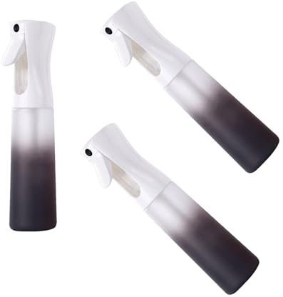 YRUISI 3 botellas de spray continuo, botella de spray de peluquería de color degradado, botella de pulverización de agua de niebla fina, para limpieza del hogar, plantas, peluquería (negro mate