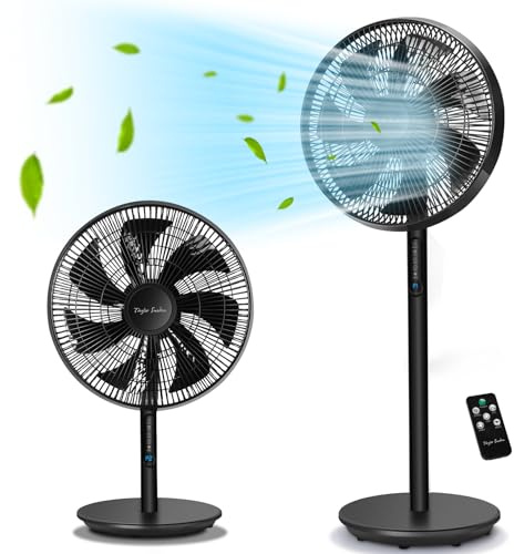 Taylor Swoden Eurus - Ventilador de pie y de mesa digital 2 en 1 con 7 aspas, 45W, temporizador 9h, mando a distancia, altura ajustable de 68 a 110 cm, 3 velocidades y 3 modos, oscilación de 90°