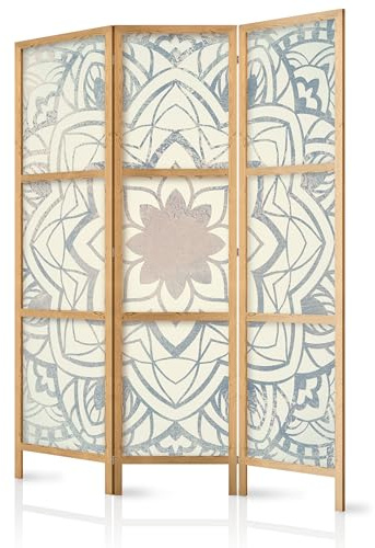 murando - Paravent Raumteiler Holz, 135x172 cm, 3-teilig, Wohnzimmer, Büro | Mobiler Sichtschutz, sofort einsatzbereit, Holzrahmen, ideal fürs Wohnzimmer oder Büro, geruchsneutral, lichtbeständig