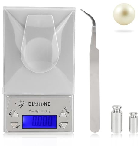 Balance de milligramme numérique, 10g/0.001 Balance électronique de bijoux avec éplucheur et poids haute précision pour la mesure