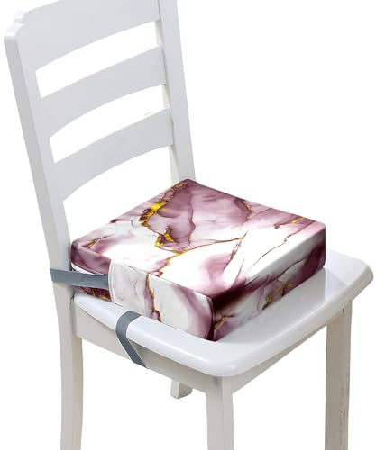 Chickwin Sitzerhöhung Stuhl Kind Baby Tragbar Sitzkissen Tragbares Boostersitze Kleinkind Verstellbar Zerlegbar Esszimmerstuhl Stuhlkissen Sitzerhöhung Kissen Marmormuster (Dunkellila,40x40x10cm)