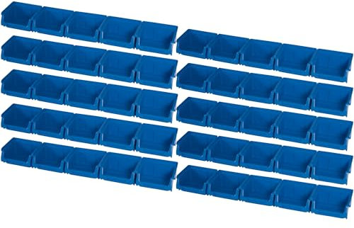 Tayg Pack Kit Colgar 50 Gavetas de Plastico nº50 - Organizador de Tornillos, Cajones, Caja de Almacenamiento, Estanteria Pared, Estanterias Almacenaje, Cubetas de Plastico Rectangulares, 52x9,1x5,3cm