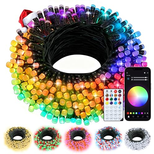 echosari Christmas Smart String Lights 33Ft RGB Color Changing IC