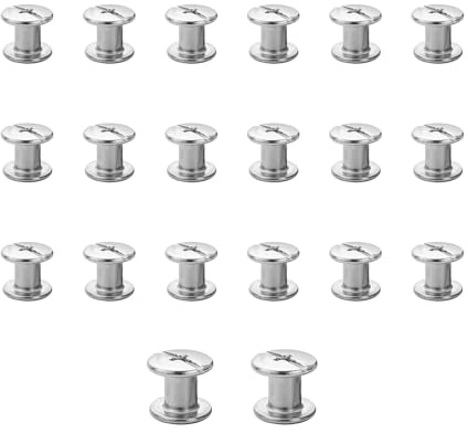 20PCS Gürtelschrauben Buchschrauben Edelstahl, M5*8mm Nieten für Leder,Chicago Binding Schrauben Hohlnieten Schraubnieten für Bücher Hundeleinen DIY Basteln Bookbinding,Buchbinderei (silbrig)