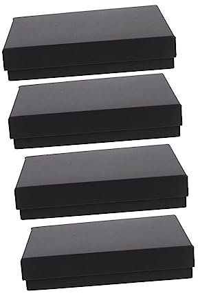 KOMBIUDA 4 Stück Rechteckige Geschenkboxen Aus Stabilem Kraftkarton Große Schwarze Papier Verpackungsboxen Wiederverwendbar Und Recycelbar Multifunktional Für Hochzeit Babyparty Geschenkverpackung