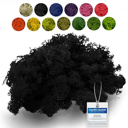 Sphagnum-Shop 1000g Islandmoos Schwarz - Rentierflechte als Deko Moos | Konserviertes Naturmoos zum Basteln, für den Modellbau und Moosbilder - weich, farbecht und pflegefrei ohne Gießen