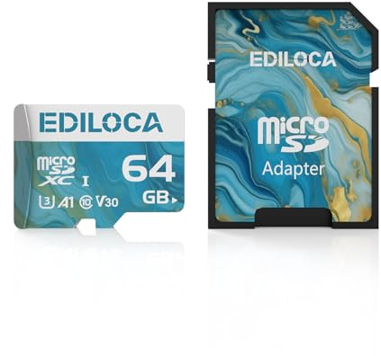 Micro SD Karte 64GB, Speicherkarte mit SD-Adapter, 100MB/s Lesegeschwindigkeit UHS-I C10, U1, V10, A1 Wasserdicht Stoßfest, 64GB Micro SD Card Kompatibel mit Smartphone, Kamera, Dashcam, Drohnen