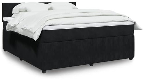 Iiaky Boxspringbett mit Matratze Betten Mit Matratze Schlafzimmer Bett Boxspringbett Mit Matratze Schwarz 180x200 cm Samt // 3290102