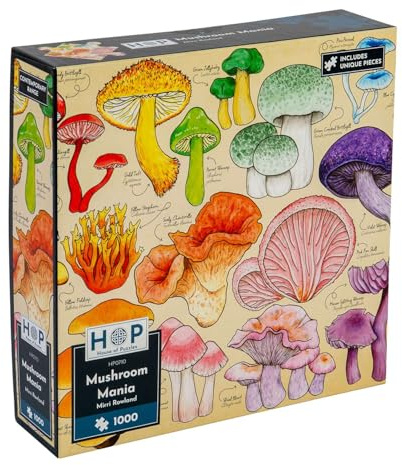 The House of Puzzles Mushroom Mania Jigsaw - 1000 Piece Jigsaws For Adults, Artist Illustrated, Scenic Landscape, Deluxe Puzzle Gifts