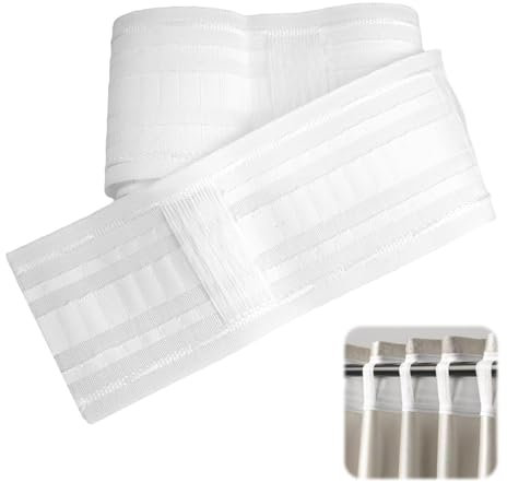 Gardinenband Schlaufenband zum Aufnähen, 30 × 8.5cm Gardinenband Zweireihig mit Faltenabstand, Weiß Reihband Vorhang Faltenband, Vorhang Reihband Band, für Dekoration von Vorhängen und Gardinen