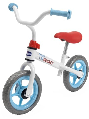 Chicco Balance Bike Bright Rocket, vélo pour enfants sans pédales, vélo d'équilibre léger, avec guidon et siège réglables, Max 25 kg, blanc, 2-5 ans, idée cadeau