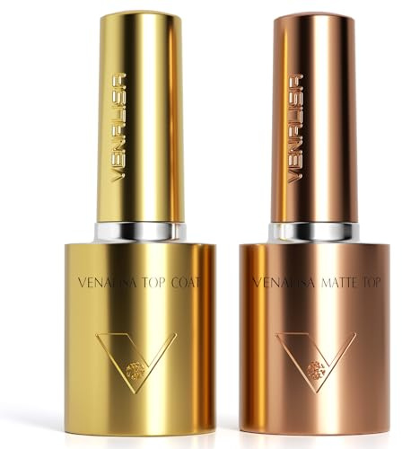 VENALISA Überlack No Wipe Top Coat und Matt Top Coat Set Gel UV Nagellack High Gloss Long Lasting Nail Polish Starter Manicure Salon DIY at Home
