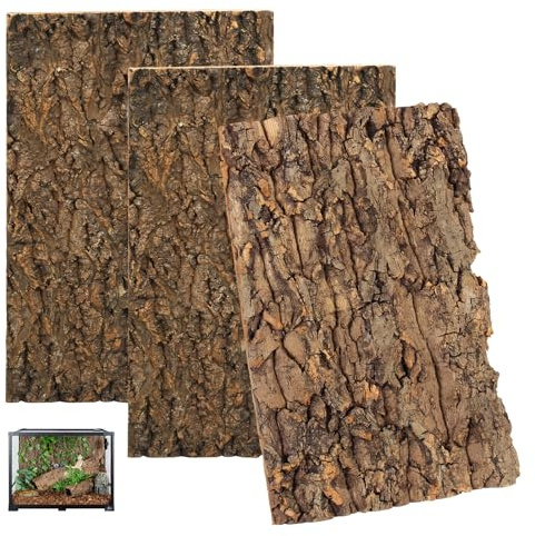 Sporgo Fondo de Corcho para Terrario: 3 Piezas de Aspecto Natural de Corteza de Árbol, Alfombra de Escalada para Reptiles, Fondo de Acuario de Corteza de Árbol, Decoración de Pared, para Tortuga