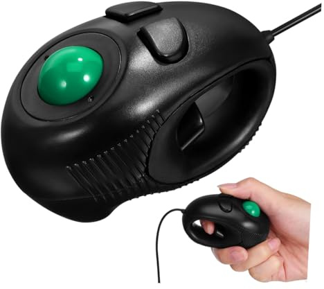 Souris à Boule de Commande Filaire 4D Noire en Plastique Dur, 3 Boutons | Mini Souris Trackball, Défilement 4D, Prise en Main Ambidextre, pour Ordinateur et Ordinateur Portable