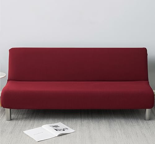 Generico Copridivano Letto Senza Braccioli – Fodera Elasticizzata Lavabile Antiscivolo per Divano Letto Pieghevole 2/3 Posti, Protezione Completa, 14 Colori Disponibili (Rosso Vino, 150-190cm)