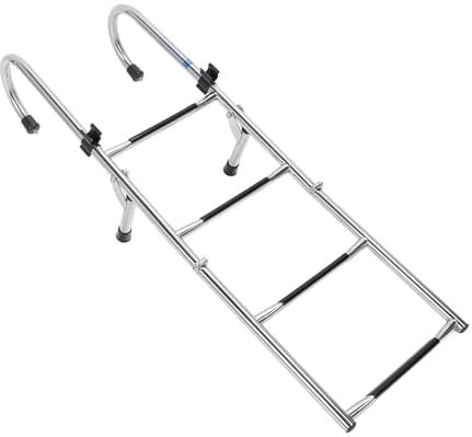 Dpofirs Boat Swim Ladder, 4 Steps Pontoon Boat Ladder 316 Stainless Steel Comfortable Grip for Docks