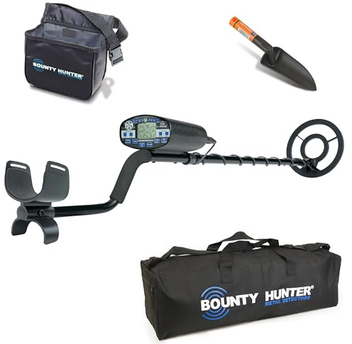 Bounty Hunter Time Ranger Metalldetektor Kit für Erwachsene - wasserdichte Spule, LCD-Display, 4 Modi, Pinpoint, Bodenbalance + Tragetasche, Hüfttasche & Kelle - Findet Gold, Münzen & Relikte - Made