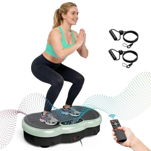 Glorygym Vibration Plate - 330lb Capacity Exercise Machine with 120 Speed Levels, Remote Control & Resistance Bands for Home Fitness