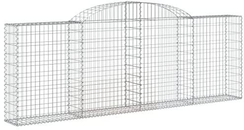 Nqyjm Clôture en Maille de Jardin Paniers à Gabions Arqués 4 pièce 300x30x100/120 cm Fer Galvanisé, Mur à Gabion Cages à Pierres pour Terrasse Extérieur Pelouse Décorative