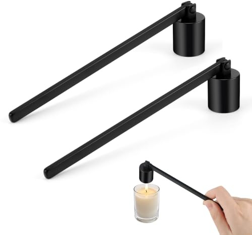JSMTKJ 2 Piezas Extinguidor de Velas de Acero Inoxidable,Mango Largo,Apagavelas Seguro sin Humo ni Salpicaduras para Velas Gruesas o en Vidrio para Hogar Restaurantes