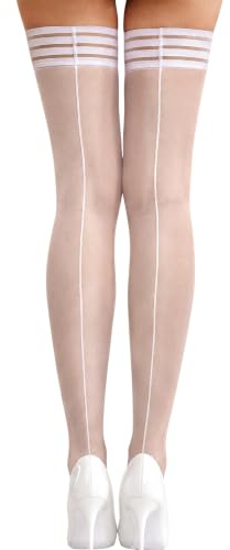 RSLOVE Hold Up Stockings for Women - Silicone Silk Thigh Highs with Back Seam