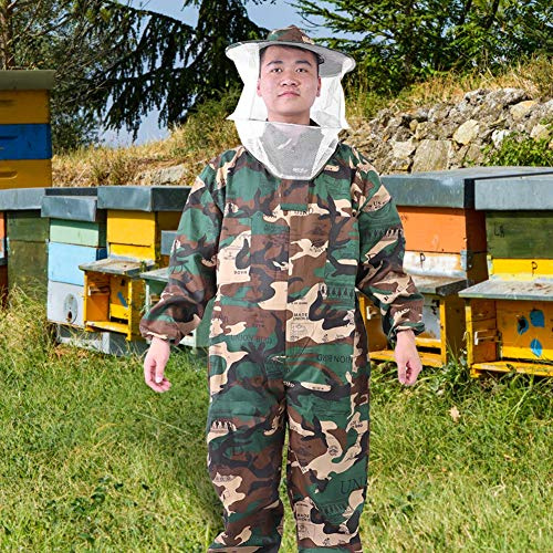 Aramox Professionell Biodlarjacka Polyester Bomullsdräkt med HD-slöja Andas Lätt, Lätt Att Bära Skyddande Smock för Biodlare Bee Yard Inspection (L)