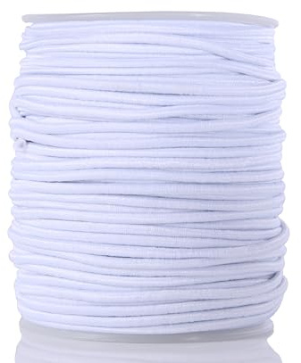 KONMAY 2.0mm 40 Meters Runde Elastische Schnur,Elastic-Kordel,Elastische Perlenschnur Elastisch Band Zum Nähen und Handwerk, GummiKordel,Elastische PerlenschnurWeiß