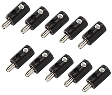 WITTKOWARE HO-Stecker/Zwergstecker mit 2,6mm Pin-Ø und Querloch, Schraubanschluss, 10 Stück, schwarz