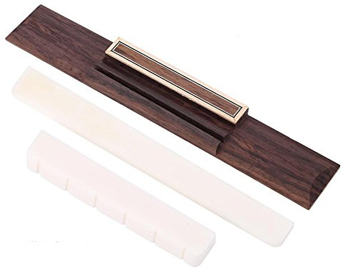 steg gitarre,steg gitarre akustik,steg gitarre akustik,gitarre brücke 53mm,Akustikgitarre Bone Bridge Sattel Nuss, 1 Satz 3 Ton Palisander Bridge 0026 Bone Sattel 0026 Nuss Holz Gitarre Bridge Set für