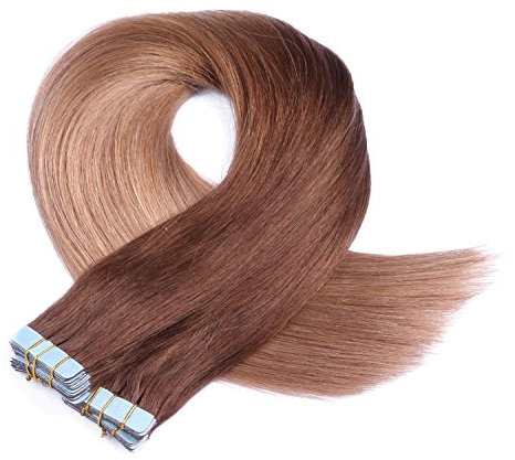 Tape In - On Hair Extensions - # 4/27 OMBRE - 70cm - 60 Tressen je 4cm Breit / 2,5g - 100% Remy Echthaar Haarverlängerung/Extention mit Klebeband Tressen by NOVON Hair Extentions