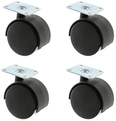 Transportrollen 4er Set ø 60mm aus Kunststoff mit Anschraubplatte aus Metall