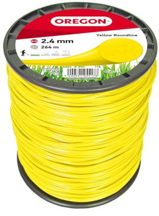 Oregon Yellow Round 2.4mm Strimmer Line, Trimmer Line Tackles Long Grass, Weeds & Thick Vegetation, Professional Heavy Duty Nylon Strimmer Wire, Fits Most Standard Models, 2.4mm x 264m (69-365-Y)