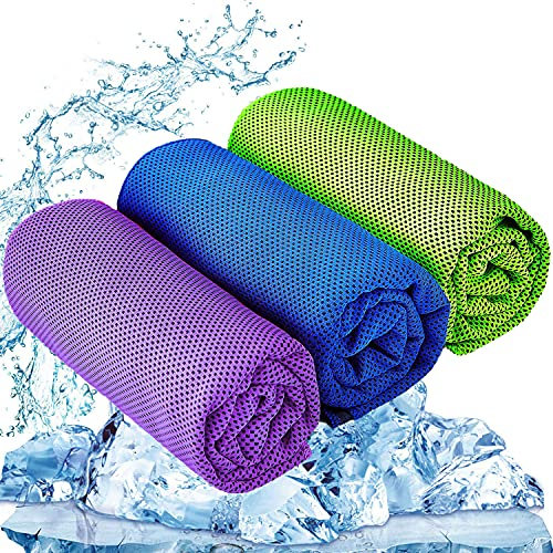 YQXCC 3 Pcs Cooling Towels | 120x30 cm | Cool Cold for Neck | Microfibre Soft Breathable Chilly | for Sports Yoga, Golf, Gym, Camping, Running & More Activities